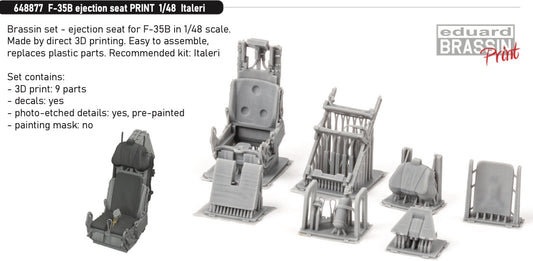 Eduard Brassin 648877 1:48 F-35B Lightning II ejection seat  to be used with Italeri