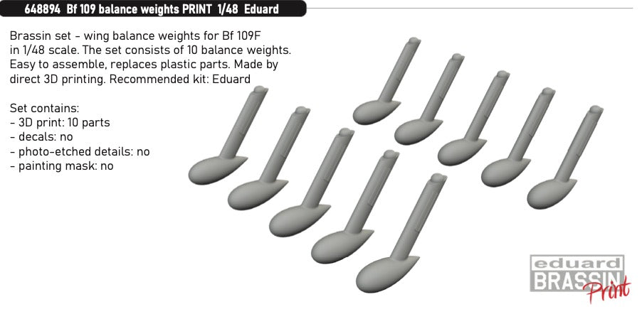 Eduard Brassin 648894 1:48 Messerschmitt Bf-109 balance weights