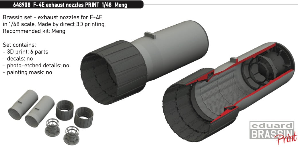 Eduard Brassin 648908 1:48 F-4E Phantom exhaust nozzles for Meng Model kits