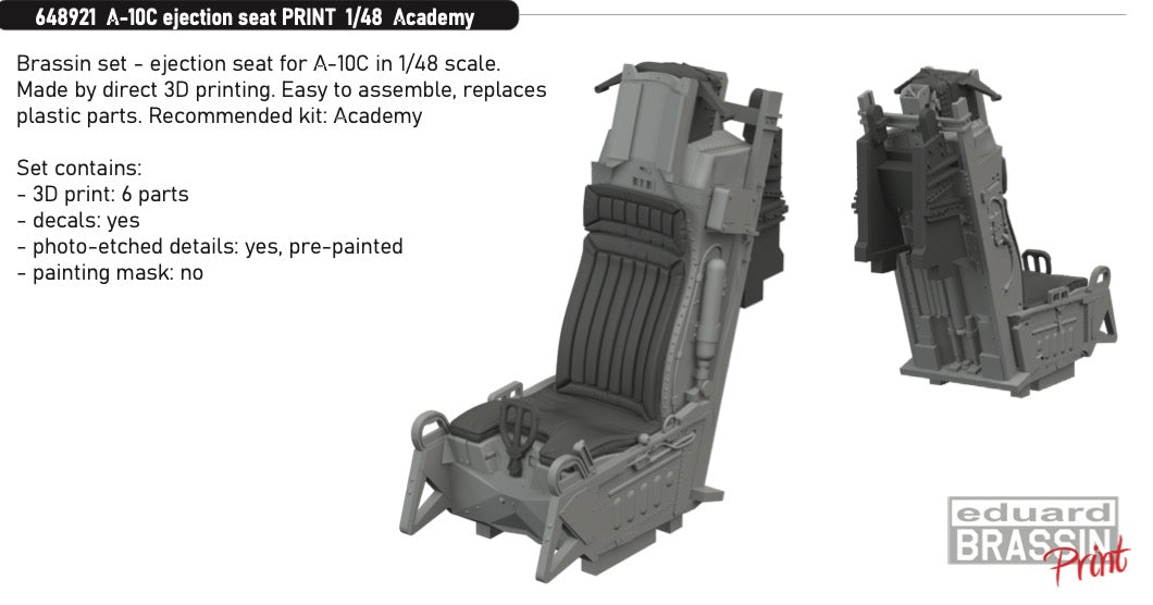 Eduard Brassin 648921 1:48 A-10C Thunderbolt II ejection seat for Academy