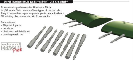 Eduard Brassin 648925 1:48 Hawker Hurricane Mk.IIc gun barrels for Arma Hobby