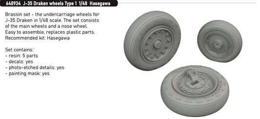 Eduard Brassin 648934 1:48 Saab J-35 Draken wheels Type 1