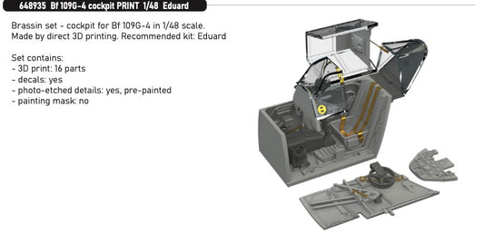 Eduard Brassin 648935 1:48 Messerschmitt Bf-109G-4 cockpit 3D-Printed