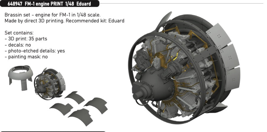 Eduard Brassin 648947 1:48 FM-1 Wildcat engine 3D-Printed