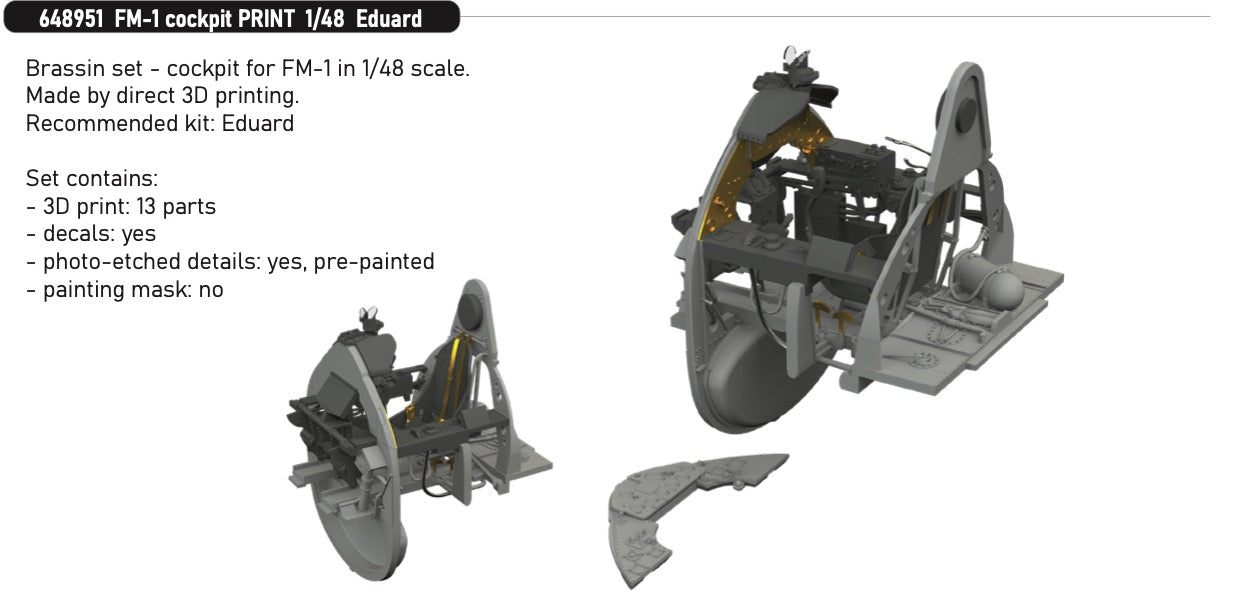 Eduard Brassin 648951 1:48 FM-1 Wildcat cockpit 3D-Printed