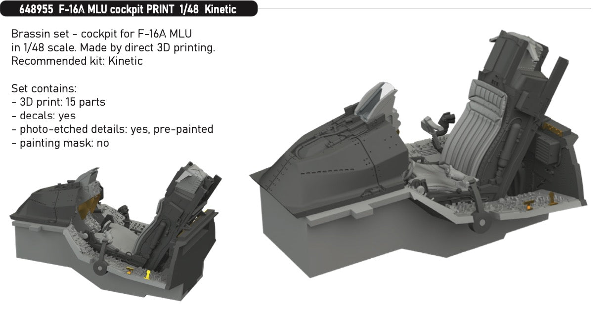 Eduard Brassin 648955 1:48 F-16A MLU cockpit 3D-Printed