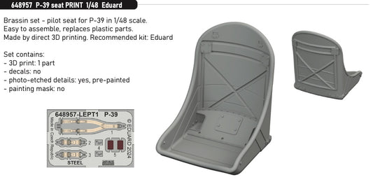 Eduard Brassin 648957 1:48 Bell P-39 Airacobra seat 3D-Printed