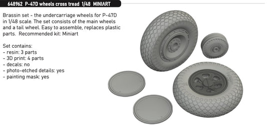 Eduard Brassin 648962 1:48 Republic P-47D wheels with cross tread