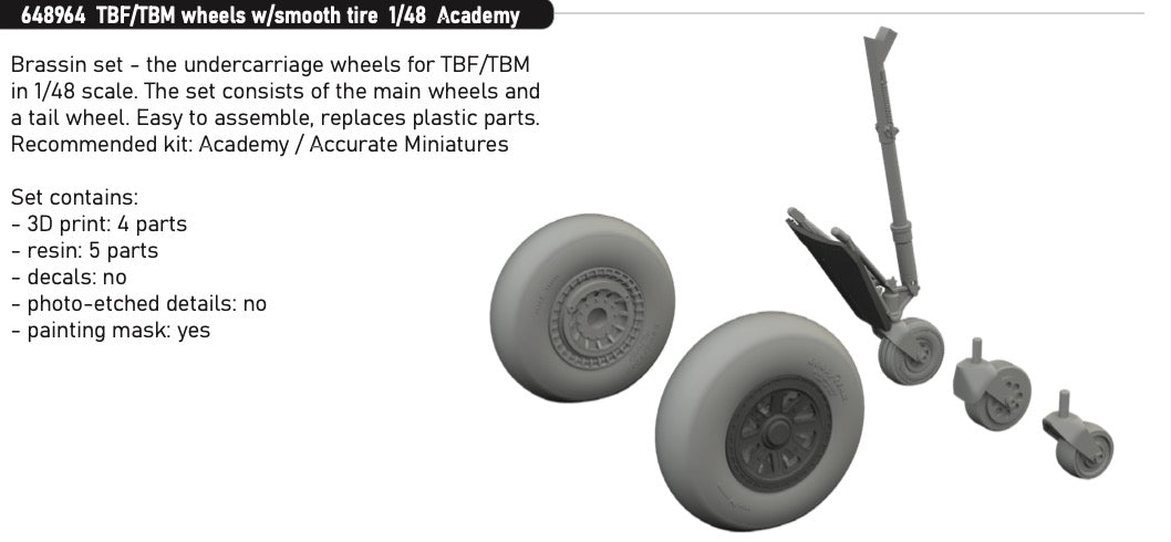 Eduard Brassin 648964 1:48 TBF-1C/TBM-3 Avenger wheels with smooth tire
