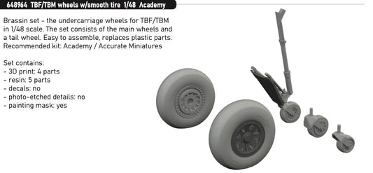 Eduard Brassin 648964 1:48 TBF-1C/TBM-3 Avenger wheels with smooth tire
