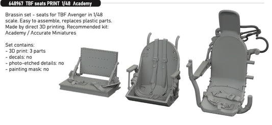 Eduard Brassin 648967 1:48 Grumman TBF-1C Avenger seats