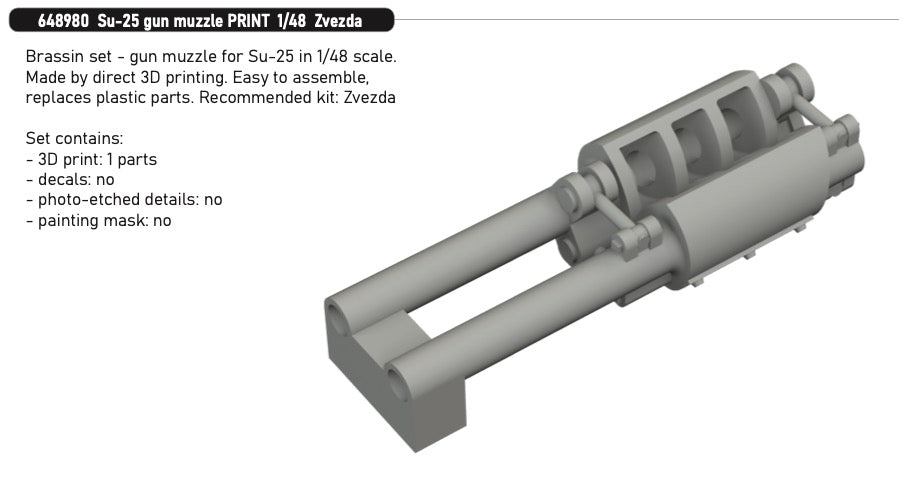 Eduard Brassin 648980 1:48 Sukhoi Su-25 gun muzzle