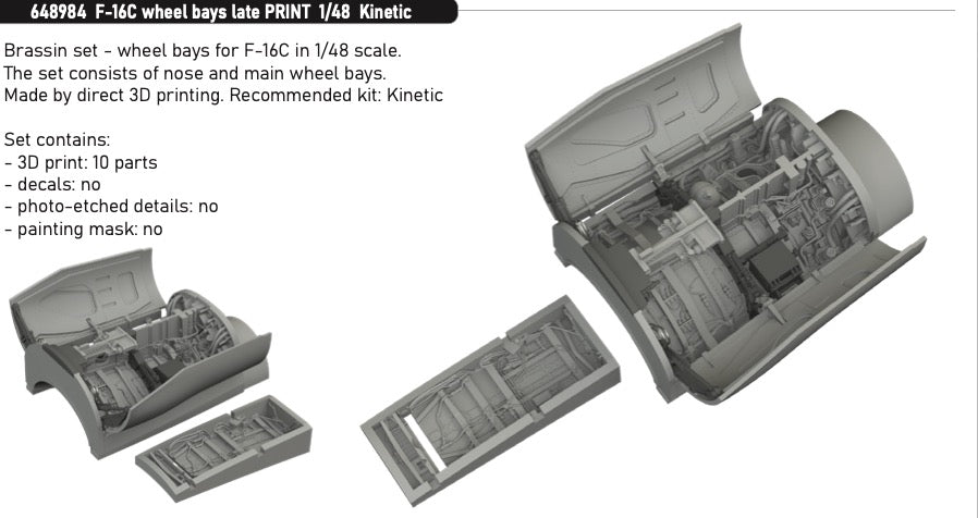 Eduard Brassin 648984 1:48 Lockheed-Martin F-16C wheel bays late for Kinetic