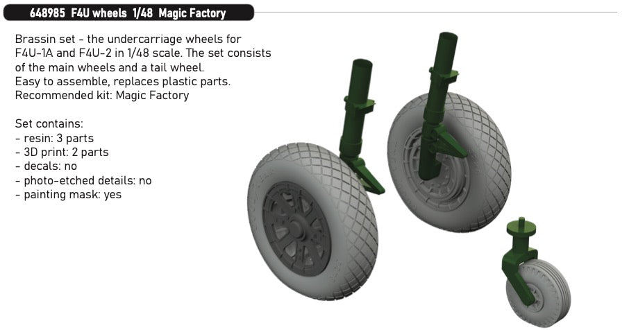 Eduard Brassin 648985 1:48 Vought F4U-1A/2 Corsair wheels