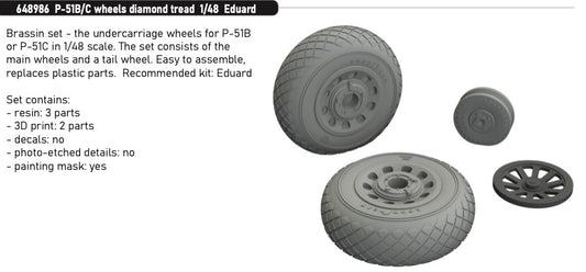 Eduard Brassin 648986 1:48 North-American P-51B/P-51C wheels diamond tread