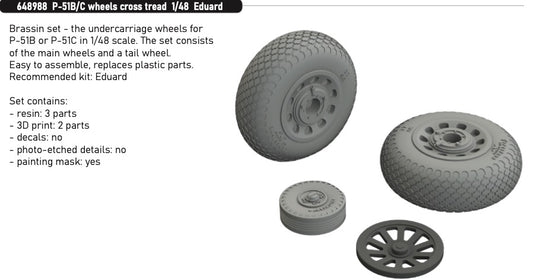 Eduard Brassin 648988 1:48 North-American P-51B/P-51C wheels cross tread