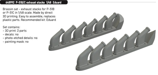 Eduard Brassin 648992 1:48 North-American P-51B/P-51C exhaust stacks