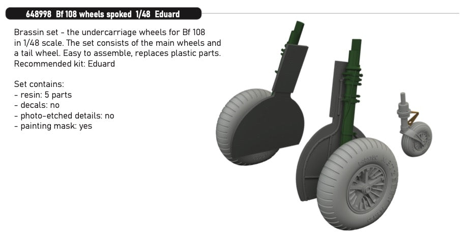 Eduard Brassin 648998 1:48 Messerschmitt Bf-108 wheels spoked