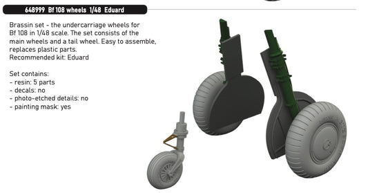 Eduard Brassin 648999 1:48 Messerschmitt Bf-108 wheels