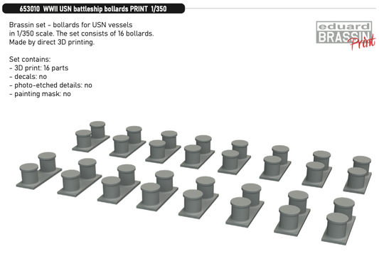 Eduard Brassin 653010 1:350 WWII USN battleship bollards 3D-printed