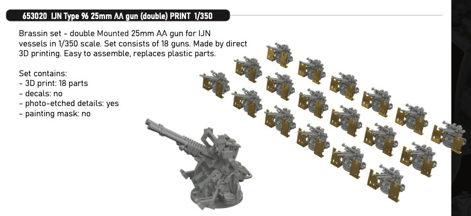 Eduard Brassin 653020 1:350 IJN Type 96 25mm AA gun (double)