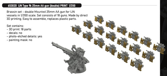 Eduard Brassin 653020 1:350 IJN Type 96 25mm AA gun (double)