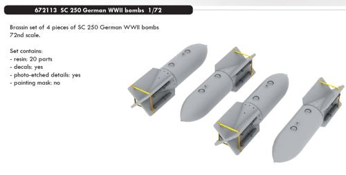 Eduard Brassin 672113 1:72 4 x German bombs SC-250