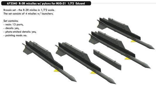 Eduard Brassin 672240 1:72 R-3R missiles with pylons for Mikoyan MiG-21