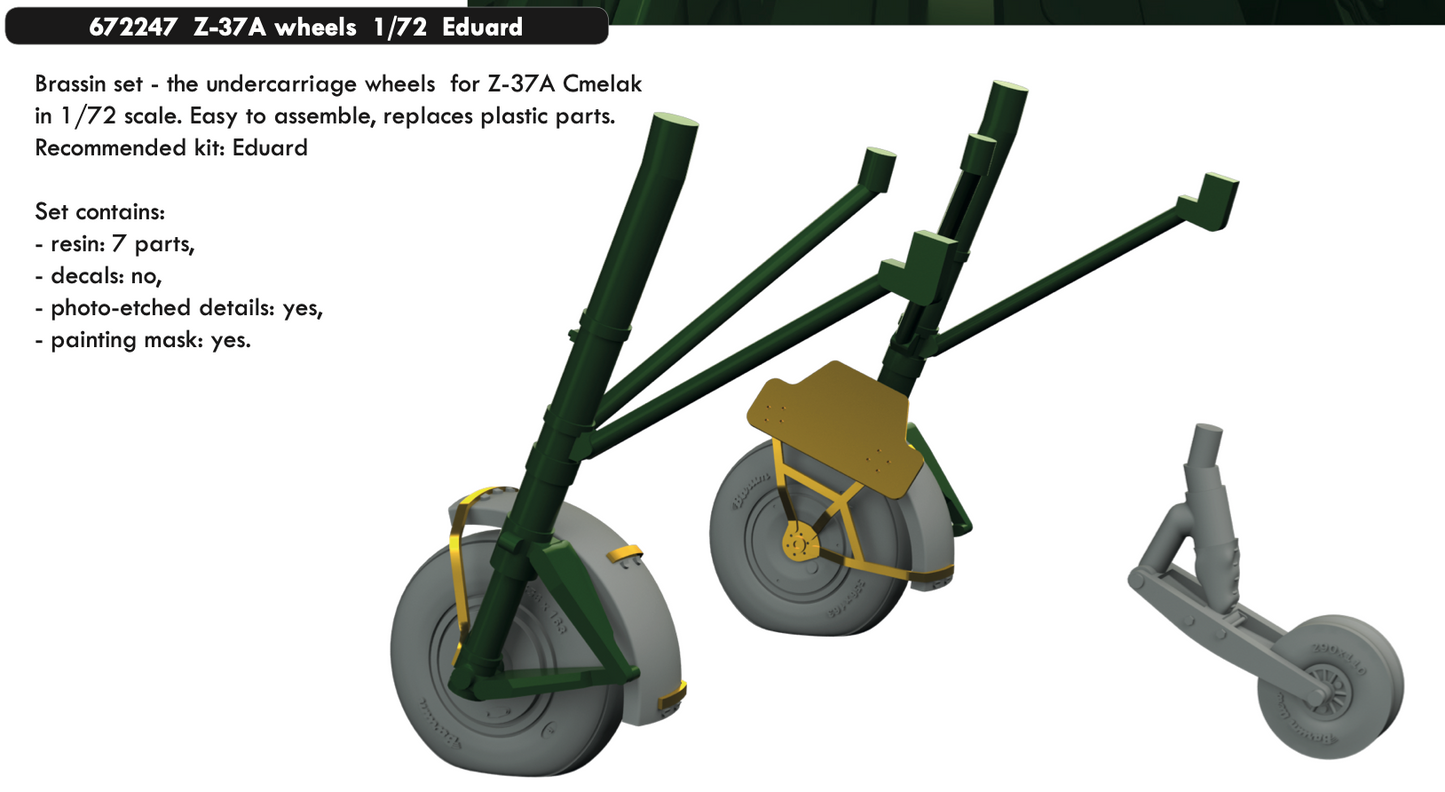 Eduard Brassin 672247 1:72 Let Z-37A wheels with weighted tyre effect