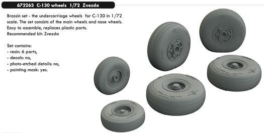 Eduard Brassin 672263 1:72 C-130H Hercules wheels with weighted tyre effect