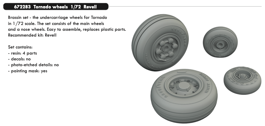Eduard Brassin 672283 1:72 Panavia Tornado wheels with weighted tyre effect