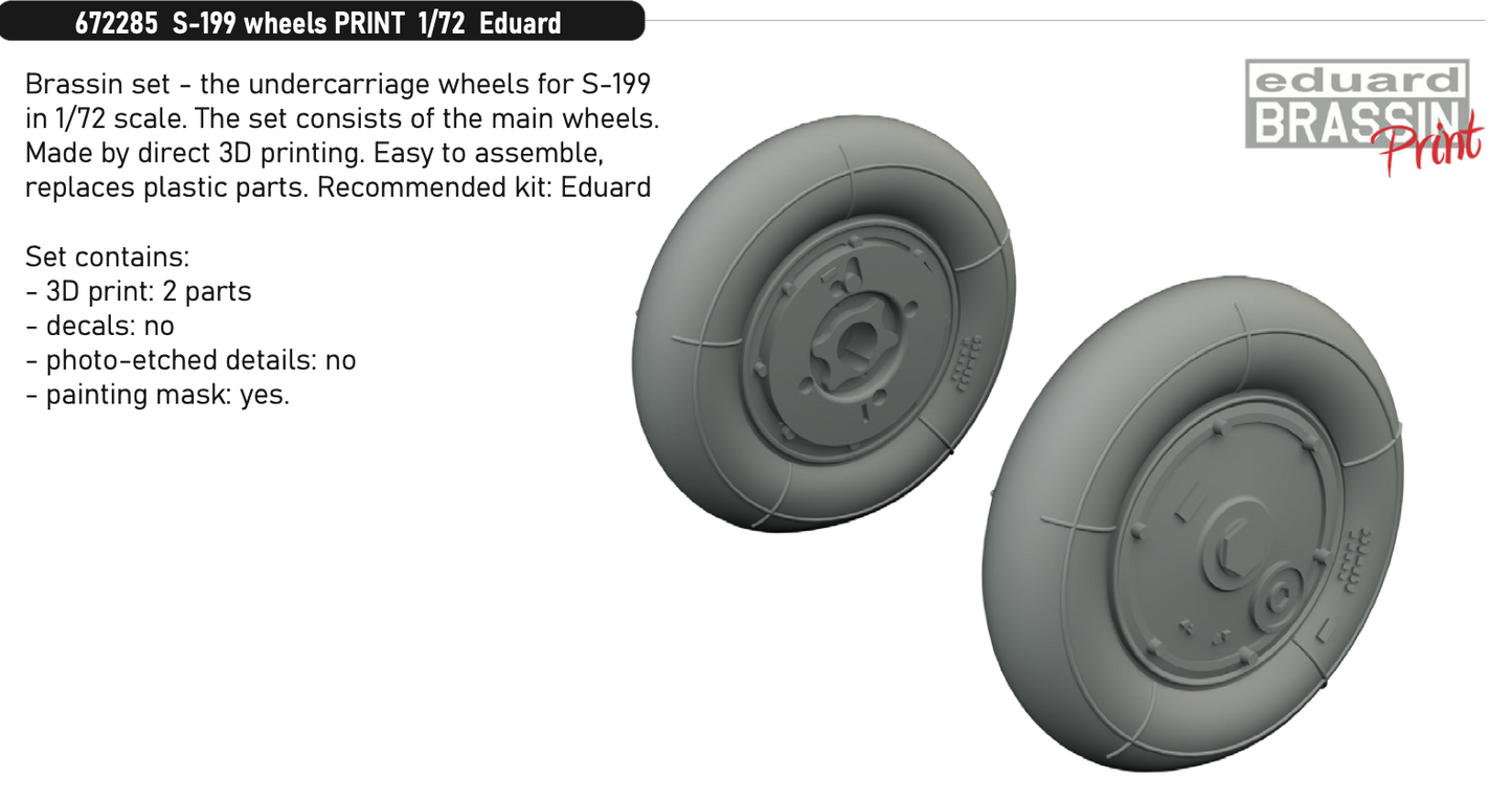 Eduard Brassin 672285 1:72 Avia S-199 wheels 3D-printed