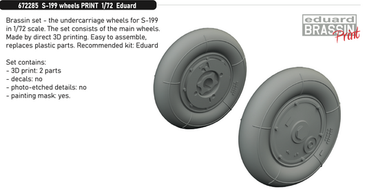 Eduard Brassin 672285 1:72 Avia S-199 wheels 3D-printed