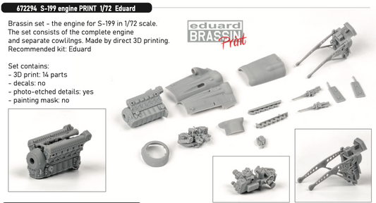 Eduard Brassin 672294 1:72 Avia S-199 engine 3D-printed