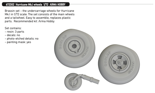 Eduard Brassin 672302 1:72 Hawker Hurricane Mk.I wheels