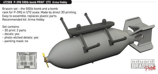 Eduard Brassin 672308 1:72 Bell P-39Q Airacobra 500lb bomb 3D-printed