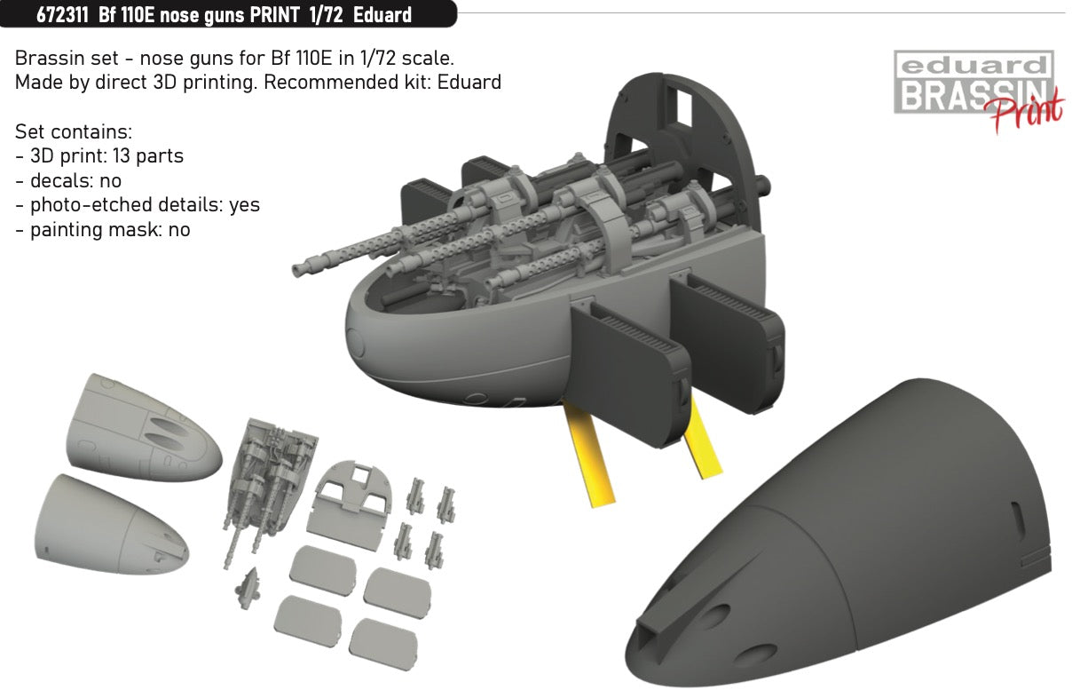 Eduard Brassin 672311 1:72 Messerschmitt Bf-110E nose guns 3D-printed