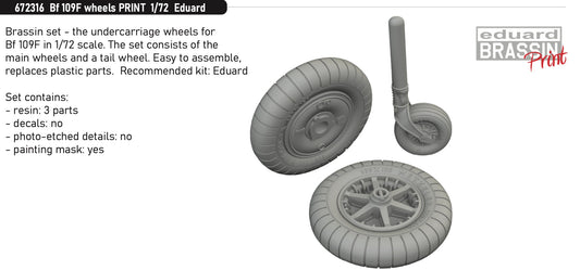 Eduard Brassin 672316 1:72 Messerschmitt Bf-109F wheels to be used with Eduard