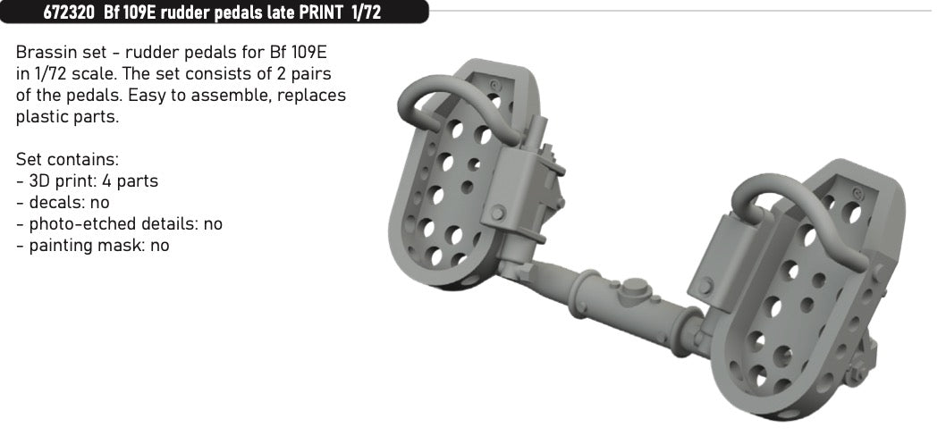 Eduard Brassin 672320 1:72 Messerschmitt Bf-109E rudder pedals late