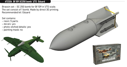 Eduard Brassin 672324 1:72 Messerschmitt Bf-109 SC250 bomb to be used with Eduard