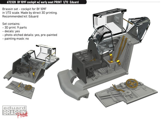 Eduard Brassin 672328 1:72 Messerschmitt Bf-109F-2/F-4 cockpit with early seat