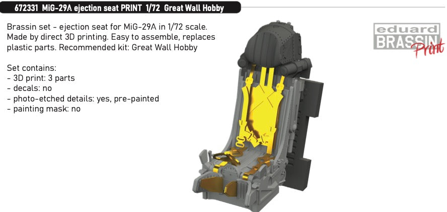 Eduard Brassin 672331 1:72 Mikoyan MiG-29A ejection seat 3D-printed