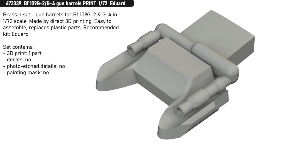 Eduard Brassin 672339 1:72 Messerschmitt Bf-109G-2/G-4 gun barrels 3D-Printed