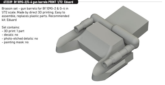 Eduard Brassin 672339 1:72 Messerschmitt Bf-109G-2/G-4 gun barrels 3D-Printed