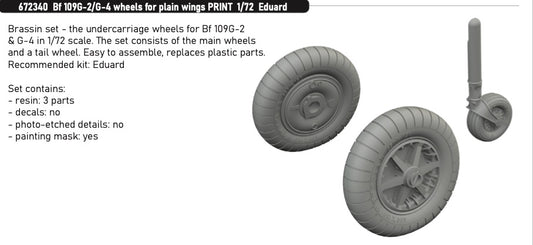 Eduard Brassin 672340 1:72 Messerschmitt Bf-109G-2/G-4 wheels for plain wings