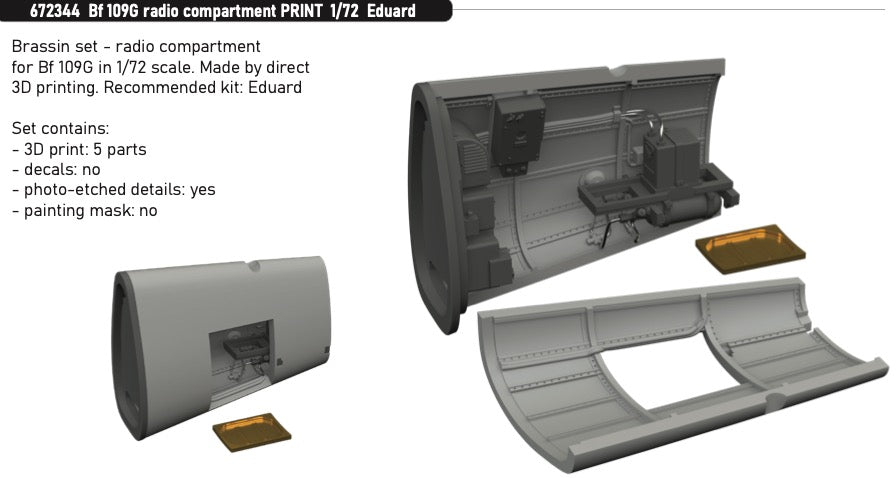 Eduard Brassin 672344 1:72 Messerschmitt Bf-109G radio compartment 3D-Printed