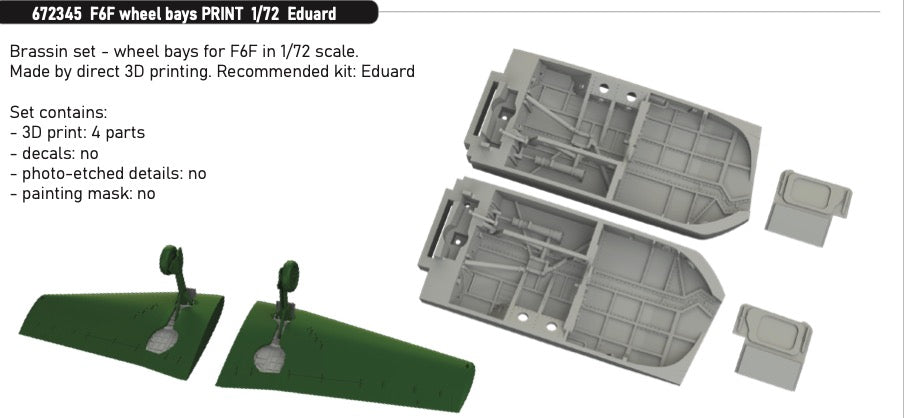 Eduard Brassin 672345 1:72 Grumman F6F wheel bays 3D-Printed