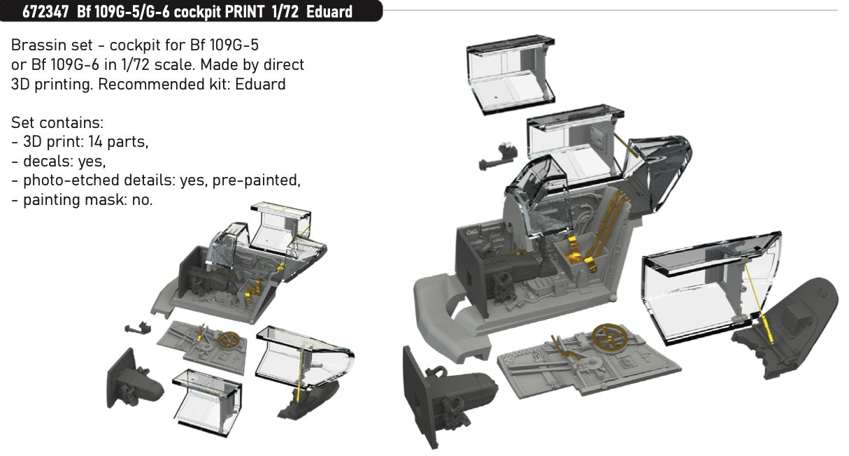 Eduard Brassin 672347 1:72 Messerschmitt Bf-109G-5/G-6 cockpit