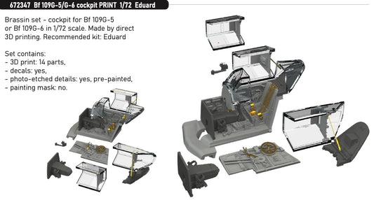 Eduard Brassin 672347 1:72 Messerschmitt Bf-109G-5/G-6 cockpit