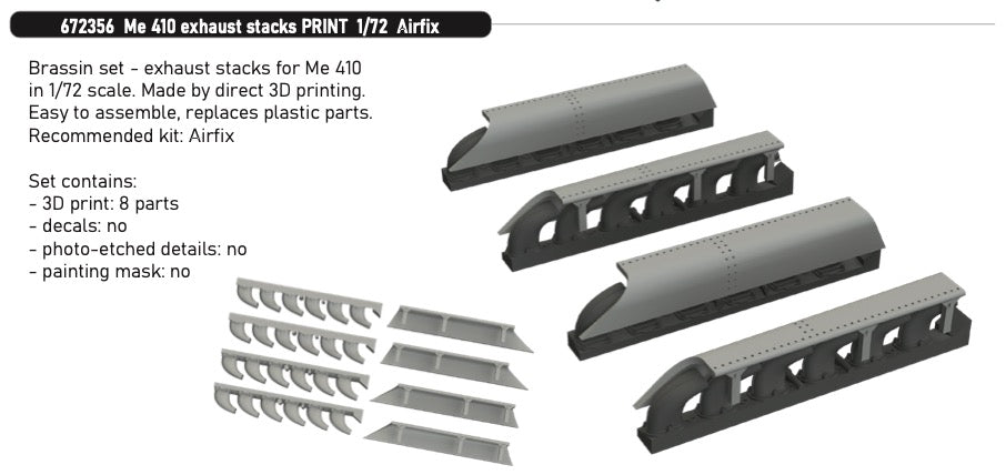 Eduard Brassin 672356 1:72 Messerschmitt Me-410A-1/U-2 exhaust stacks